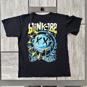 Blink-182 Shirt Mens Medium Black 20 Years Anniversary Band Graphic Tee Rock